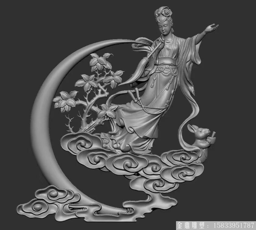 嫦娥奔月模型圖 玻璃鋼古代神話人物雕塑模型定制 嫦娥奔月模型圖 玻璃鋼古代神話人物雕塑模型定制