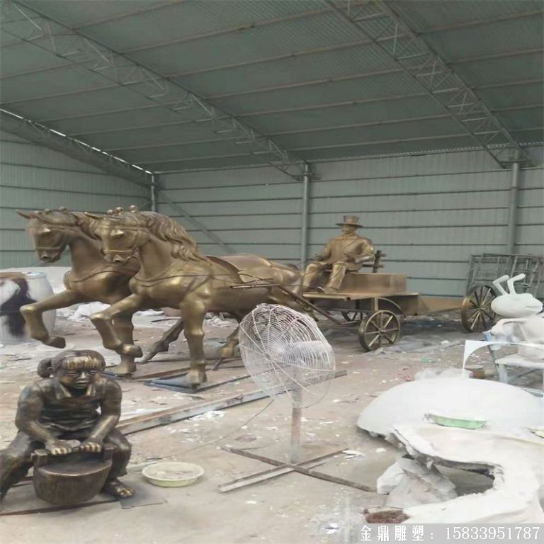 玻璃鋼仿銅馬車雕塑，馬車雕塑定做，啤酒節(jié)馬車雕塑8