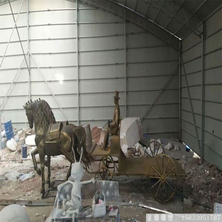 玻璃鋼仿銅馬車雕塑，馬車雕塑定做，啤酒節(jié)馬車雕塑6