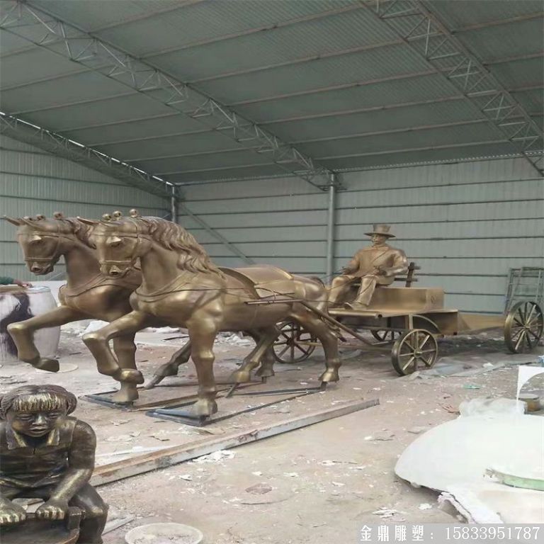 玻璃鋼仿銅馬車雕塑，馬車雕塑定做，啤酒節(jié)馬車雕塑7