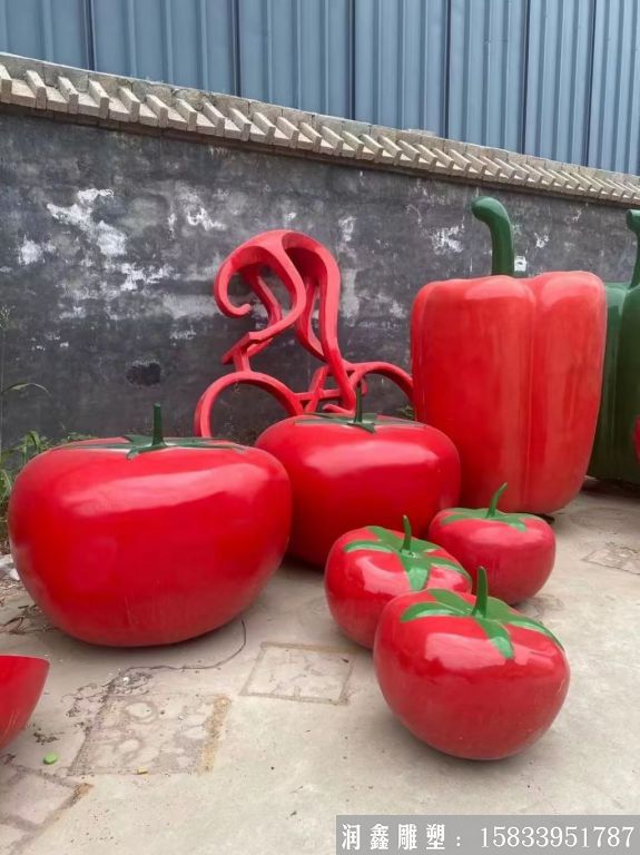 玻璃鋼卡通番茄西紅柿雕塑座凳 番茄景觀雕塑座椅