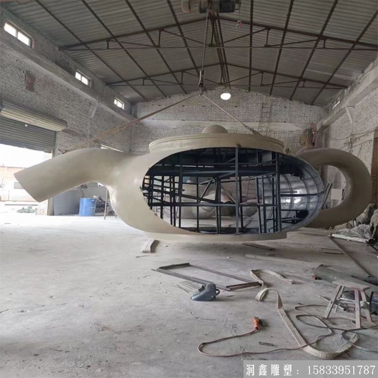 不銹鋼懸空天壺茶壺噴泉，景觀壺案例