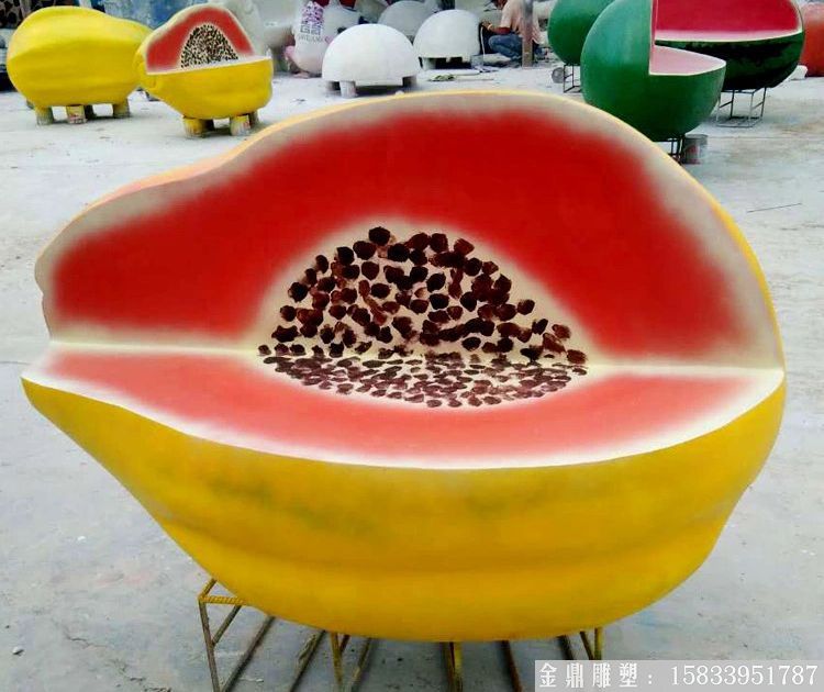玻璃鋼仿真水果雕塑 水果坐凳雕塑